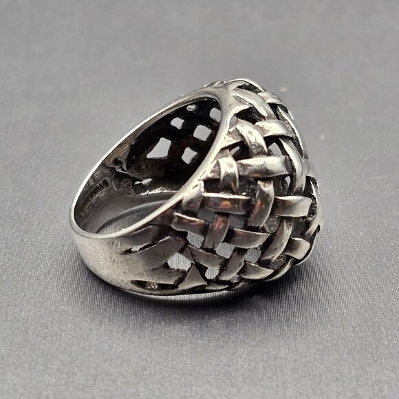 VTG Sterling Silver Woven Dome Ring Size 6 Basket Weave Texture Signed F 5.71g - Picture 5 of 9